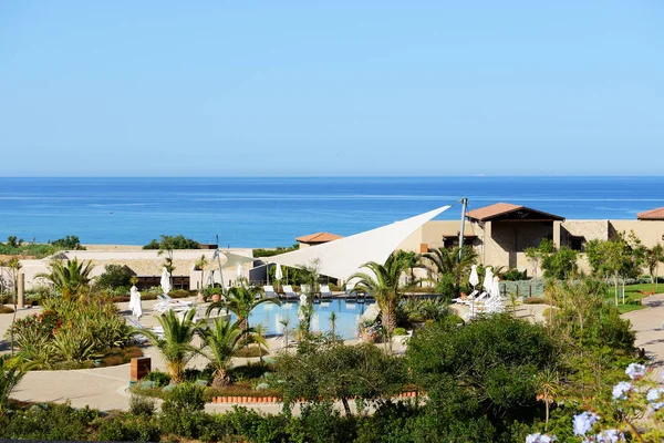 Piscina Vicino Alla Spiaggia Dell Hotel Lusso Peloponneso Grecia — Foto Stock
