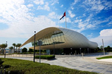 Dubai, BAE - 16 Kasım Etihad Müzesi manzarası. Burası 1971 'de Emirlik Hükümdarları' nın 16 Kasım 2019 'da BAE' nin kurulduğu bildirgeyi imzaladıkları yer.