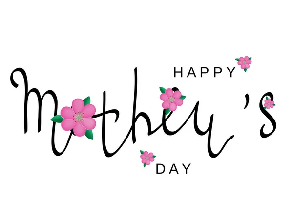 Vektor Grußkarte mit Muttertag. schwarze Kalligraphie eine Inschrift mit rosa Blüten. — Stockvektor