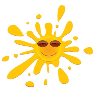 Sarı beyaz bir arka plan üzerinde güneş gözlüğü güzel bir gün. Karikatür Çizim yaz saati. .