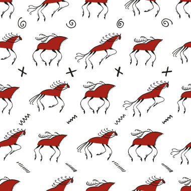 Vektör pürüzsüz retro desen, kuzey halklarının mezensky resmi. Doldurmalar, duvar kağıtları, yüzey dokuları.