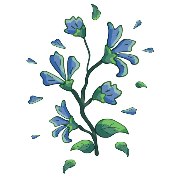 Beyaz arkaplanda mavi bir "unutma beni" çiçeği. — Stok Vektör