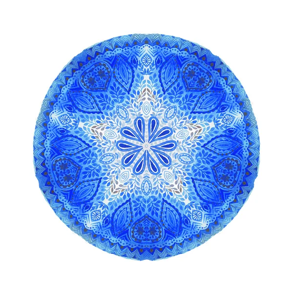 Mandala aquarelle, ornement en dentelle de motif rond dans un style oriental . — Image vectorielle