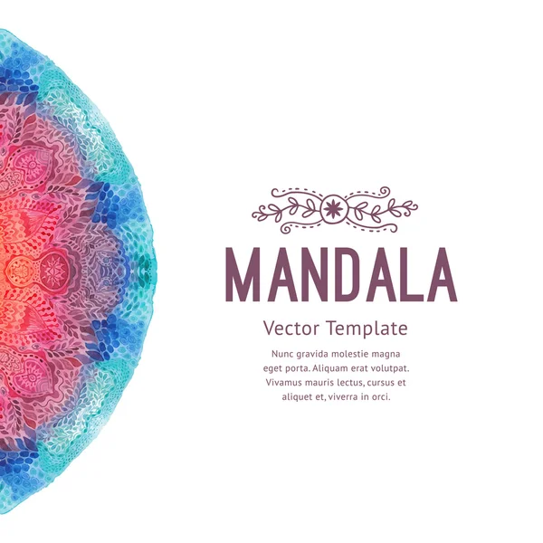 Mandala aquarela, ornamento de renda feita de padrão redondo em estilo oriental . — Vetor de Stock