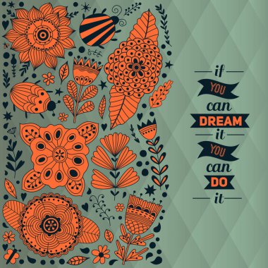 Vektör çizim çiçek ve otlar