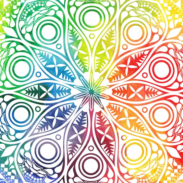 Mandala ontwerp met bloemen in oosterse stijl. Aquarel textuur en splash. — Stockvector