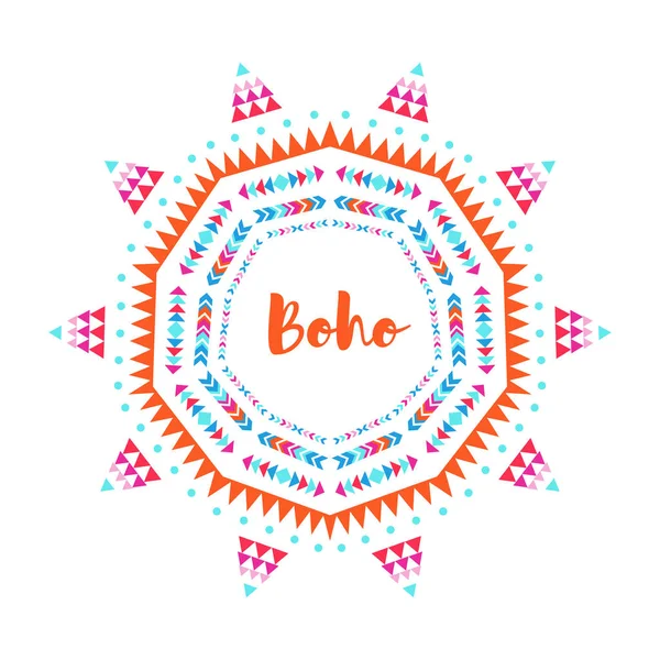 Ornement de cercle tribal, motif boho oriental rond — Image vectorielle