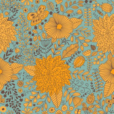 Vektör çiçek deseni. Sorunsuz botanik doku,