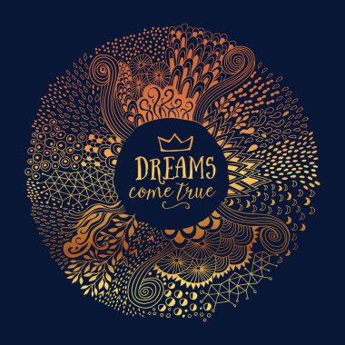 Yuvarlak şekil doodle kare soyut freehand süsü yaptım