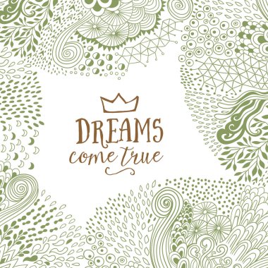 Soyut el yapımı süs, el yapımı öğeleri yapılmış özgün doodle kare.