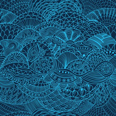 Renkli süsleme ile vektör desen arka plan. El çizmek çizim, boyama kitabı zentangle. Yosun deniz motif