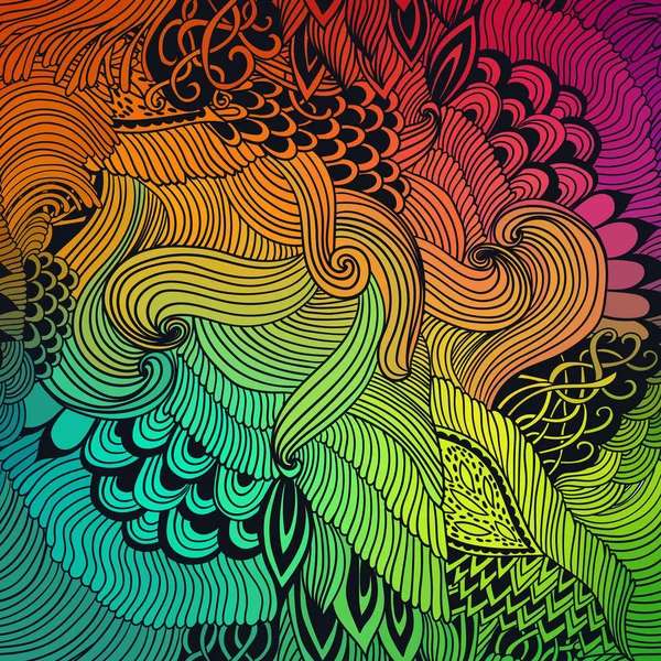De achtergrond van het abstracte patroon met golven sieraad. Hand tekenen illustratie, coloring boek zentangle. Algen zee motief — Stockvector