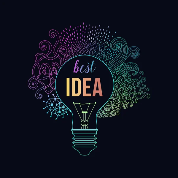 Light bulb made of handdrawn doodles, creative concept. Vector concept - creativity and idea. Lettering. quote. Creative light bulb, Big idea, Creative Research. — Stock Vector