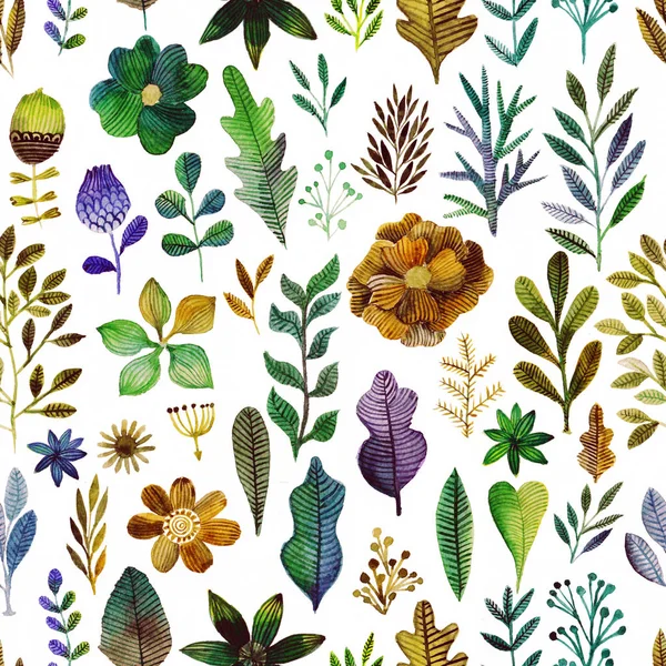Aquarell Textur mit Blumen und Pflanzen. Blumenschmuck. Originalblumen — Stockfoto