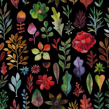 Sulu Boya doku çiçekler ve bitkiler ile. Çiçek süsleme. Özgün çiçek