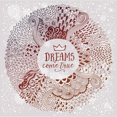 Yuvarlak şekil doodle kare soyut freehand süsü yaptım