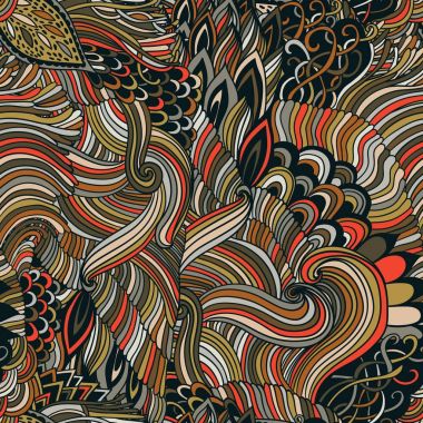 Dikişsiz desen renkli süsleme ile arka plan. El çizmek çizim, boyama kitabı zentangle. Yosun deniz motif