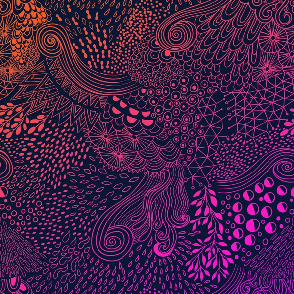 Biologische naadloze abstracte achtergrond, botanische motif, freehand doodles patroon vector — Stockvector