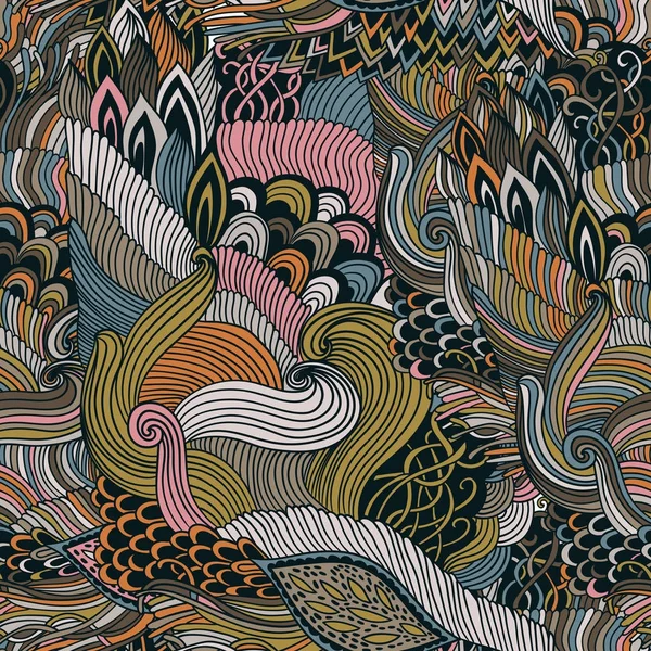 Seamless mönster abstrakt bakgrund med färgglada prydnad. Hand Rita bild färgsätta bok zentangle. Alger havet motiv — Stock vektor