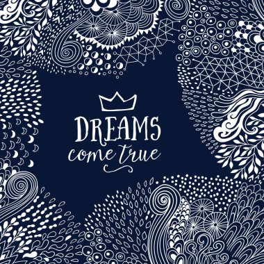 Soyut el yapımı süs, el yapımı öğeleri yapılmış özgün doodle kare.