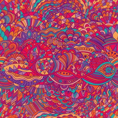 Renkli süsleme ile vektör desen arka plan. El çizmek çizim, boyama kitabı zentangle. Yosun deniz motif