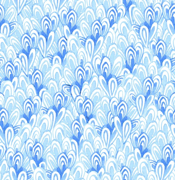 Watercolor textile seamless hand-drawn pattern, waves background, japanese wave circle backdrop, abstract seamless pattern