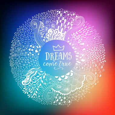 Yuvarlak şekil doodle kare soyut freehand süsü yaptım