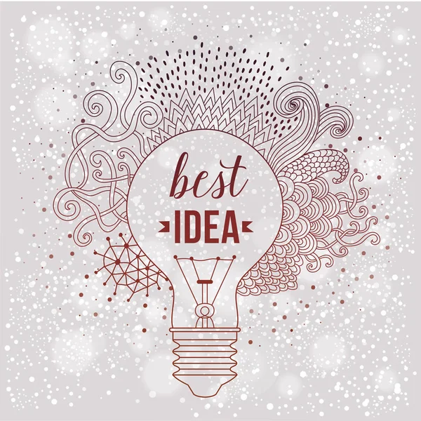 Lampa tillverkad av handdrawn doodles, kreativa koncept. Vector koncept - kreativitet och idé. Bokstäver. citat. Kreativa lampa, stor idé, kreativ forskning. — Stock vektor