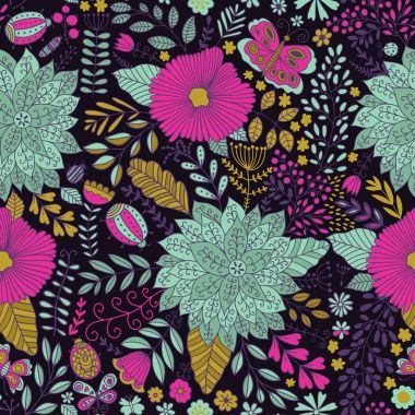 Vektör çiçek deseni. Sorunsuz botanik doku,