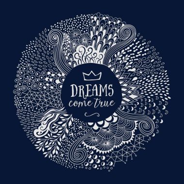 Yuvarlak şekil doodle kare soyut freehand süsü yaptım