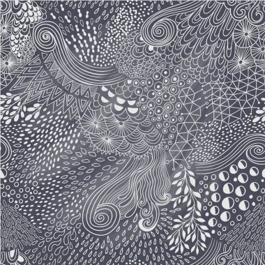 Vektör organik sorunsuz arka plan, botanik motifi, freehand karalamalar desen