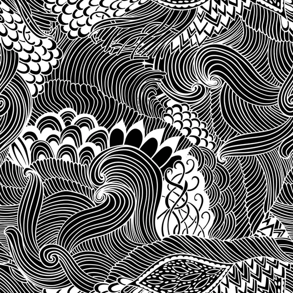 Modello senza soluzione di continuità sfondo astratto con ornamento colorato. Illustrazione disegno a mano, libro da colorare zentangle. Motivo del mare delle alghe — Vettoriale Stock