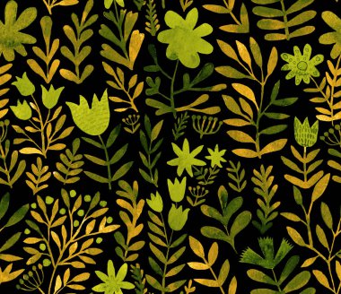 Suluboya çiçek seamless modeli. Handdrawn botanik zemin