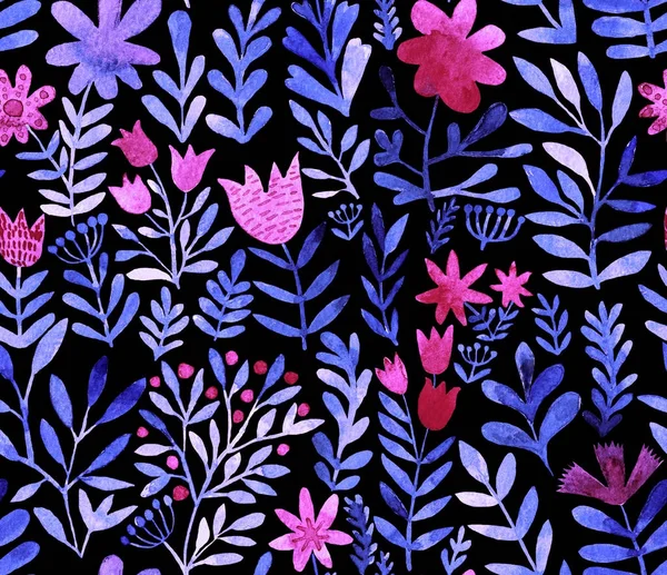 Watercolor floral seamless pattern. Handdrawn botanical backdrop — Stock Photo, Image