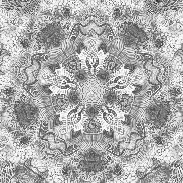 Schwarz-weißes Aquarell-Mandala. orientalische Vintage runde Muster. handgezeichneter abstrakter Hintergrund. Mystisches osmanisches Motiv. Einladung, T-Shirt-Druck, Hochzeitskarte. Tätowierung — Stockfoto