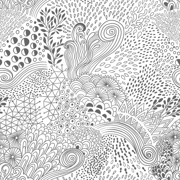 Vetor orgânico sem costura fundo abstrato, motivo botânico, padrão de doodles à mão livre — Vetor de Stock