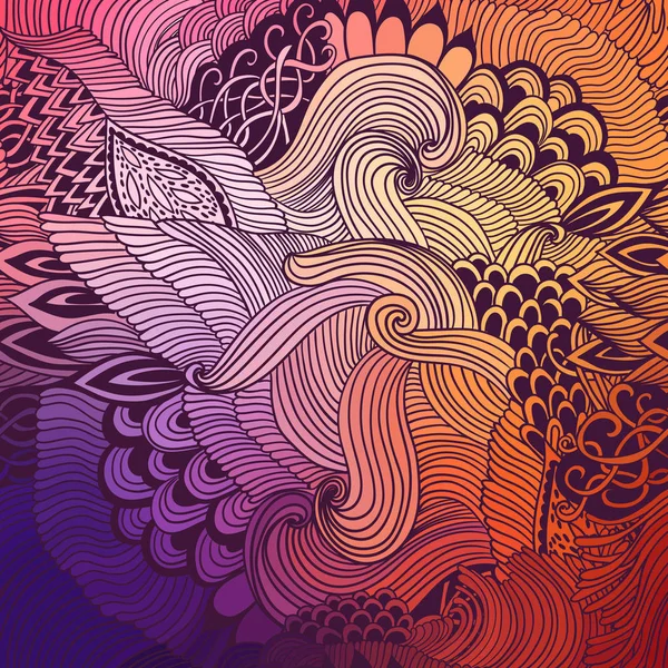 तरंगों के सजावट के साथ पैटर्न पृष्ठभूमि को abstract करें। हाथ से चित्रित करें, रंगीन पुस्तक ज़ेंटांगल। शैवाल सागर motif — स्टॉक वेक्टर