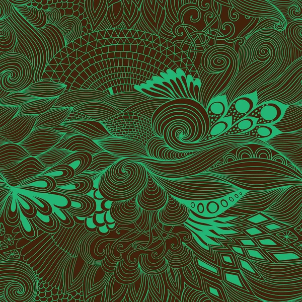 Naadloze patroon abstracte achtergrond met kleurrijke sieraad. Hand illustratie, coloring boek zentangle tekenen — Stockvector