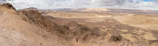 Trekking nel deserto di pietra drammatico Negev, Israele — Foto Stock