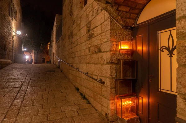 イスラエルのエルサレムでユダヤ人の休日Chanukaお祝い — ストック写真