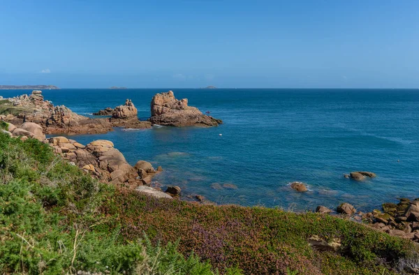 Rose Granit Havet Strand Britanny Resa Och Vandring — Stockfoto