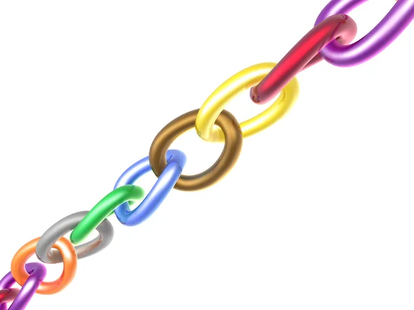 Łańcuch z kolor linki, białe odblaskowe tło — Zdjęcie stockowe