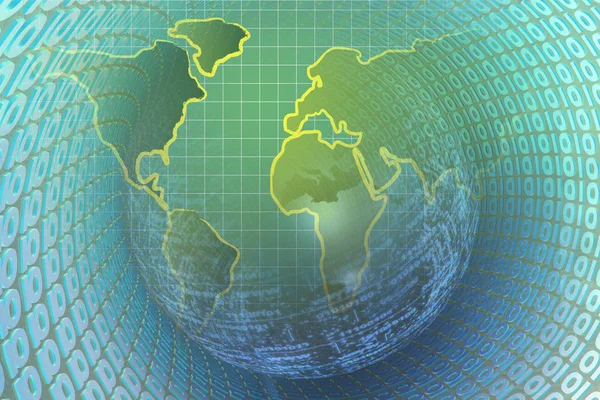 Computer Hintergrund mit Weltkarte und Ziffern — Stockfoto