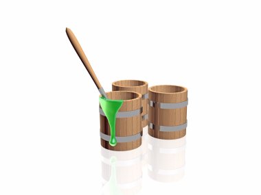 Beyaz arka plan üzerinde boya varil