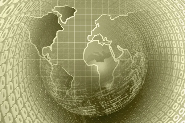 世界地図と数字のコンピューター事業 — ストック写真