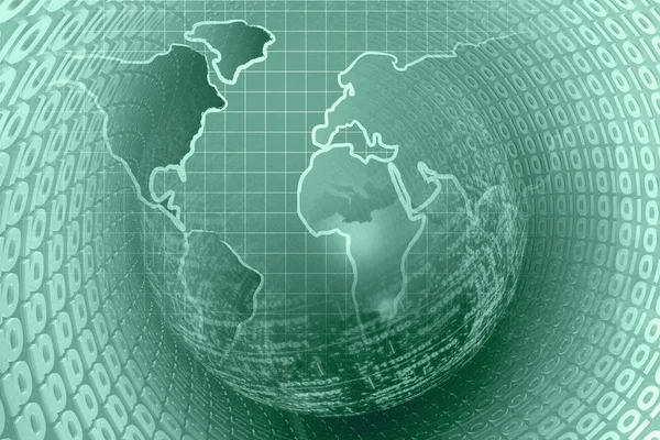 Negócios de computadores com mapa do mundo e dígitos — Fotografia de Stock