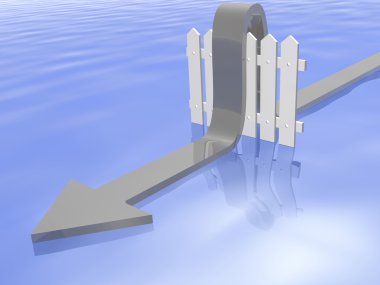 Gri ok ve çit dalgası yansıtıcı arka plan üzerinde