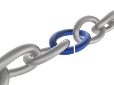Mavi bağlantı, beyaz arka plan ile gri zinciri
