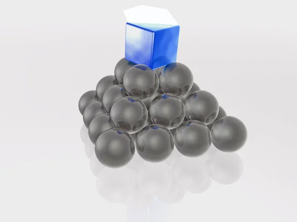 Prisma azul y esferas grises como fondo abstracto —  Fotos de Stock