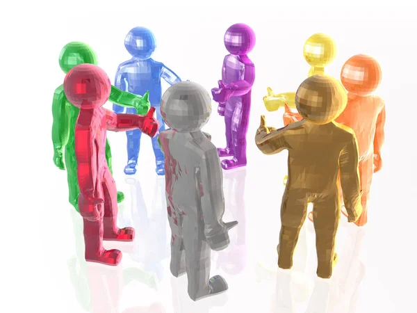 A group of color mans on the white background — Stock Photo, Image